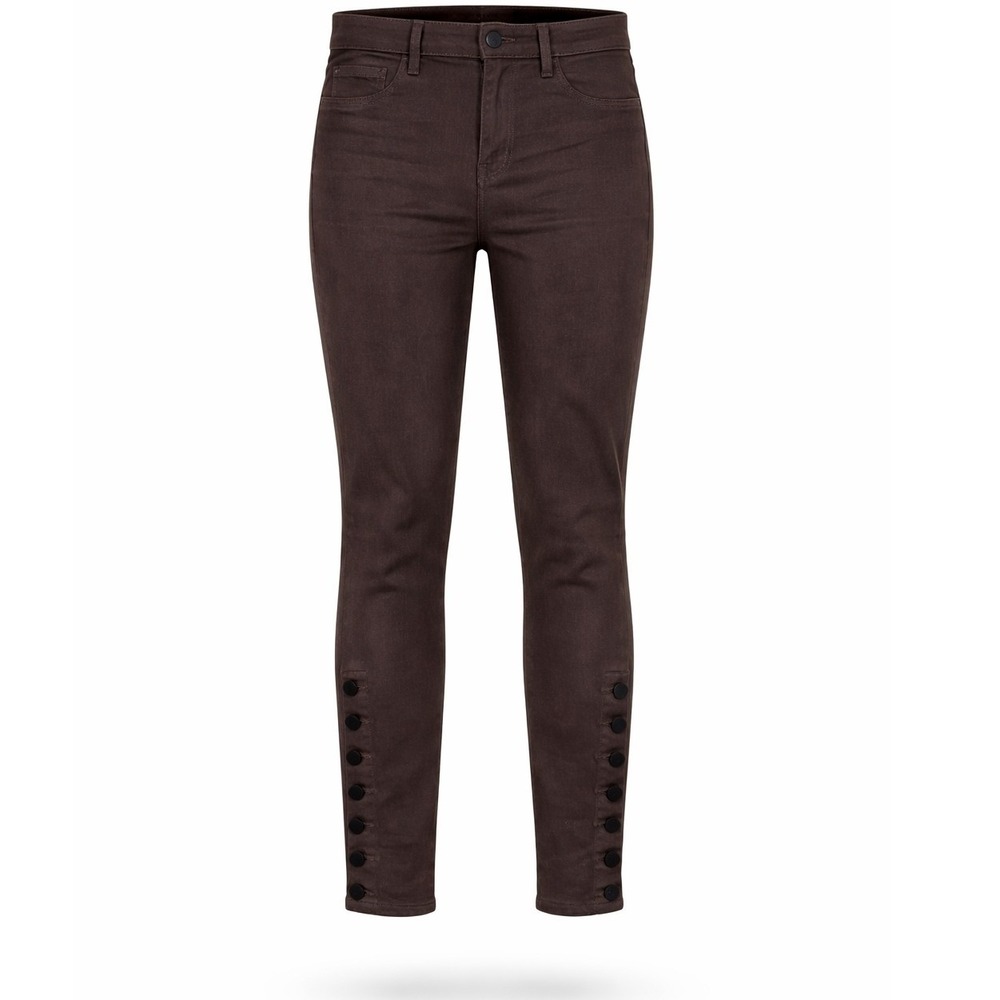 L'AGENCE Margot Jeans Women 30 High Rise Button Ankle Skinny Dark Brown Slim Fit